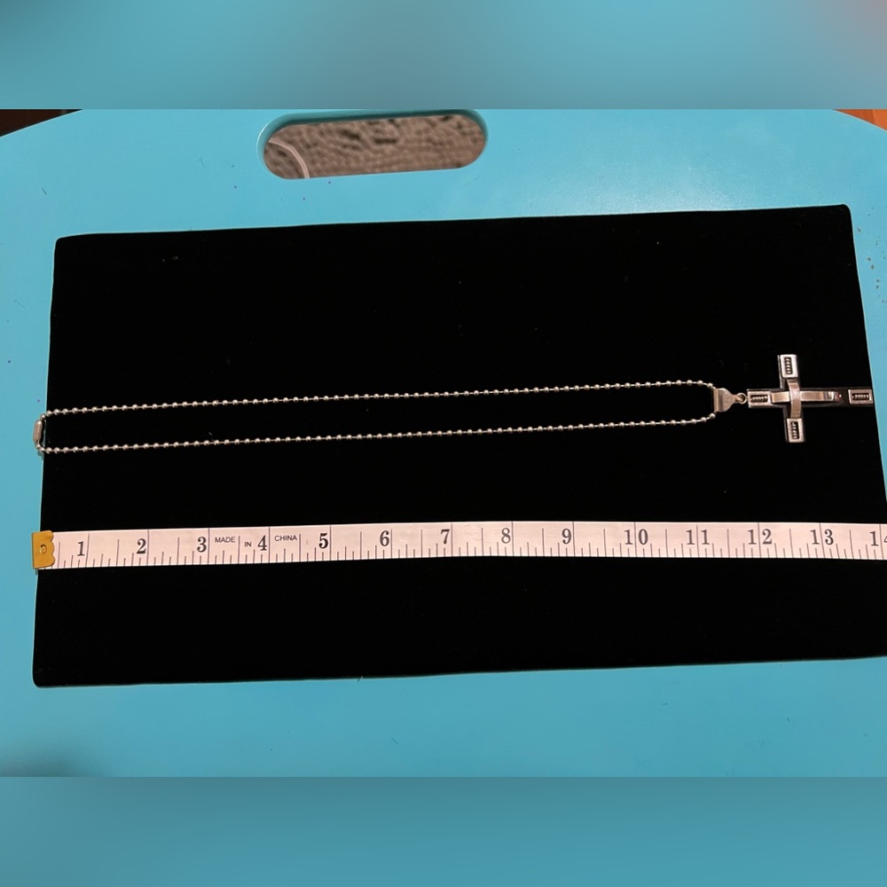 New Men Cross Stainless Steel Necklace Silver, Black